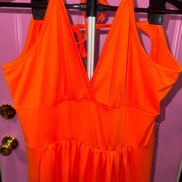 Orange Halter Maxi Sundress for Weddings - Picture 2 of 4